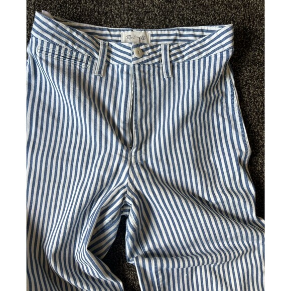 Madewell Emmett Wide-Leg Crop Pants in Herringbone Railroad Stripe 28 - Picture 3 of 6